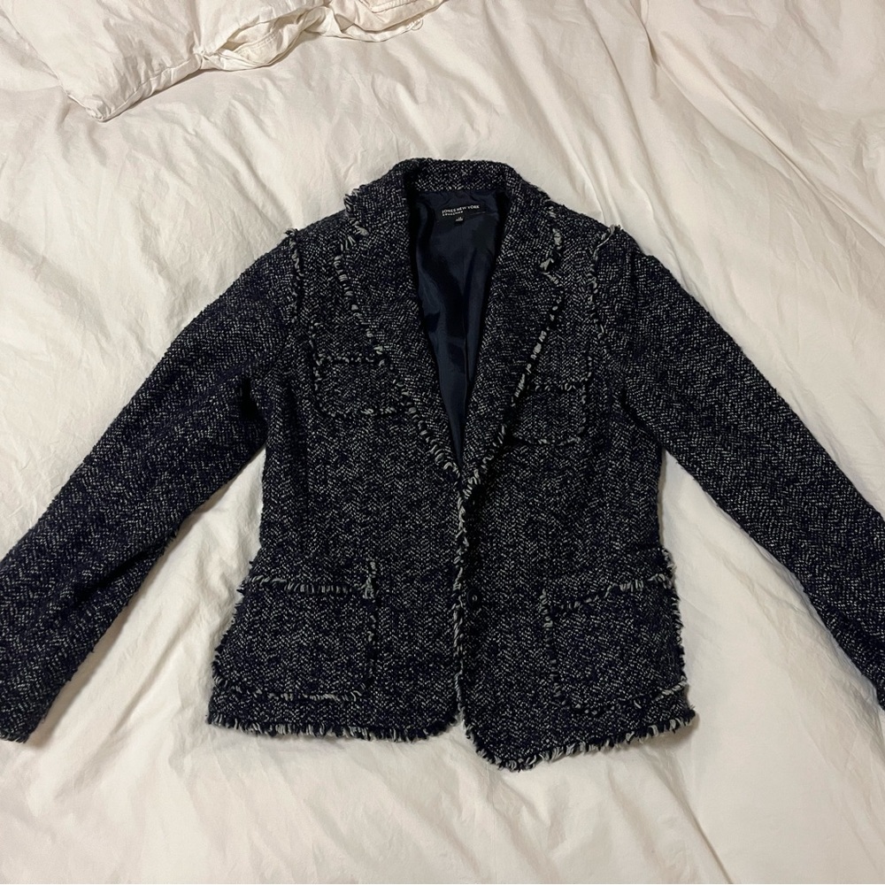 Jones New York Navy Blue Tweed Blazer